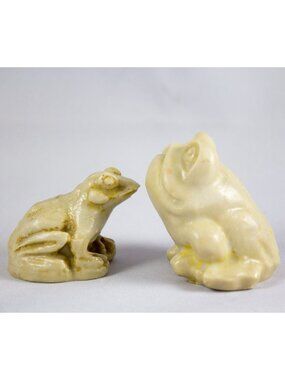 Lot of 2 Stone-Look Resin Frog Figurines Made in Mexico